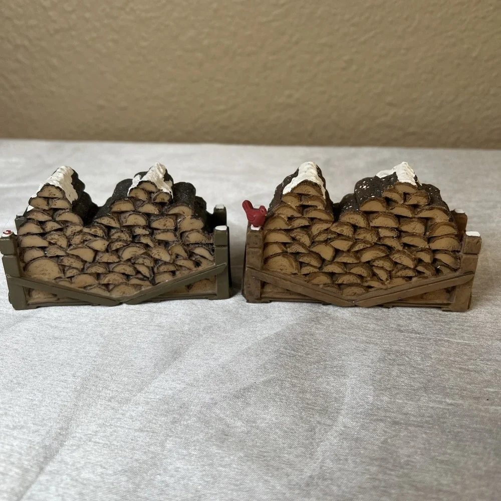 Department 56 Village Log Pile Firewood Stack Red Cardinal Dept Accessory 52665